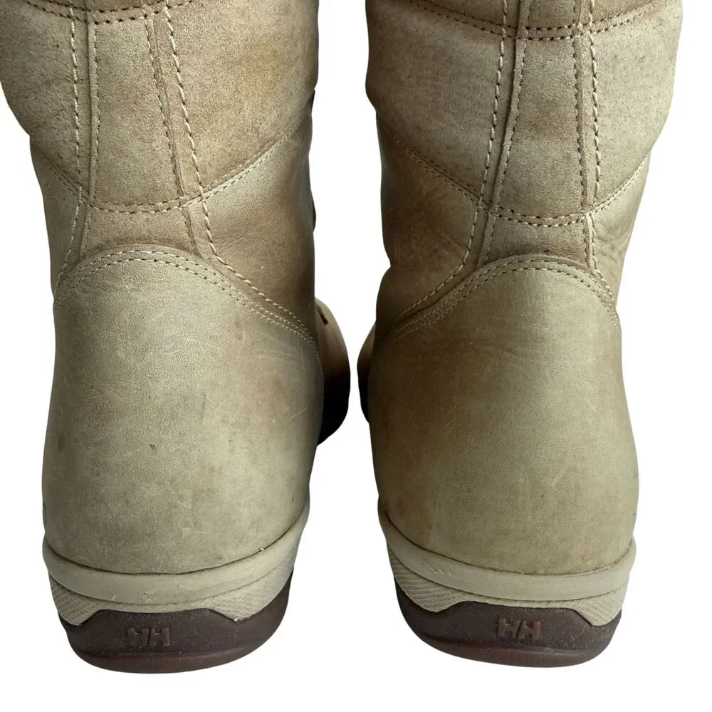 Helly Hansen Skuld 4 Winter Waterproof Leather Boots Beige Women's Size 9.5